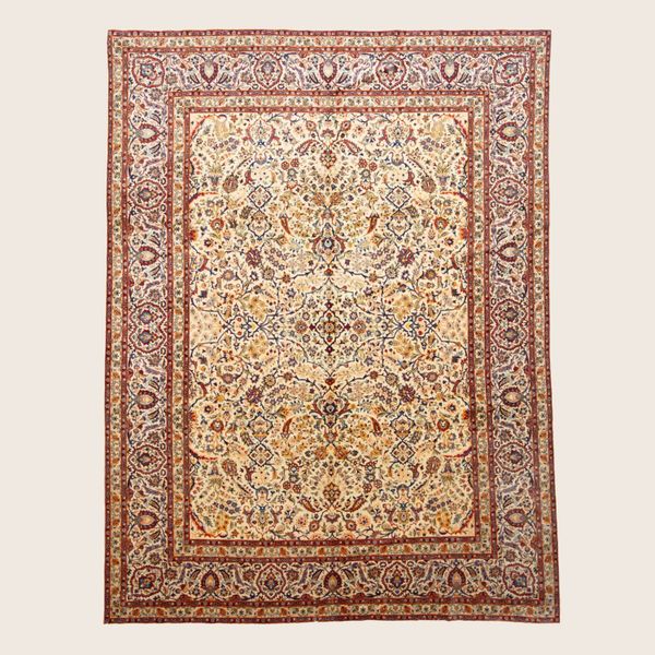Red Traditional Persian Kashan Wool Rug - 9'9" x 12'10"