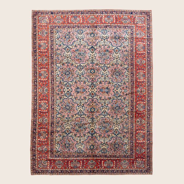 Red Traditional Persian Kashan Wool Rug - 9'6" x 13'4"