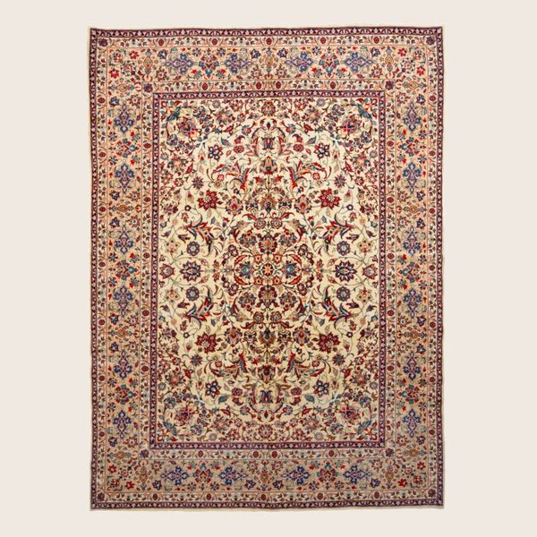 Red Traditional Persian Kashan Wool Rug - 9'10" x 13'2"