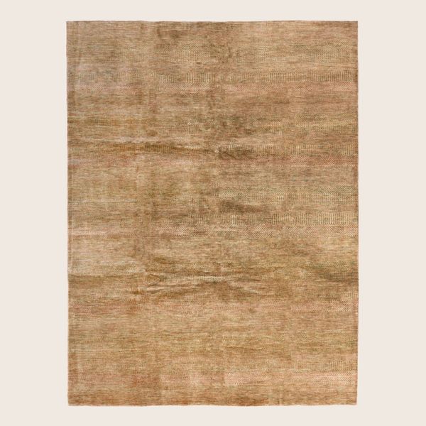 Gold Textured Indo Savannah Wool Art Silk Blend Rug - 7'1 x 10'1"