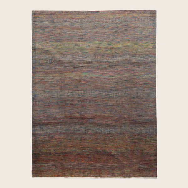 Multicolored Transitional Indo Grass Wool Art Silk Blend Rug - 9'3" x 11'1