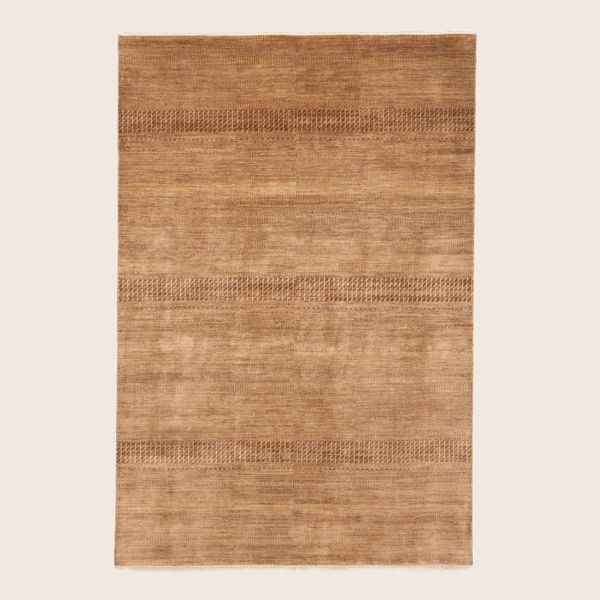 Brown Transitional Indo Savannah Wool Art Silk Blend Rug - 6'1" x 9'2"