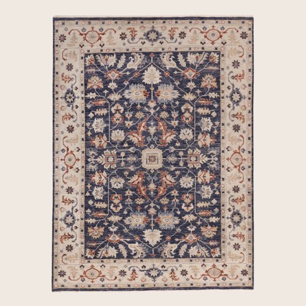 Blue Traditional Indo Agra Wool Rug - 9'1" x 12'