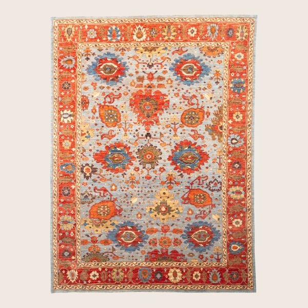 Orange Red Traditional Pak Serapi Wool Rug - 8'1 x 12'3"