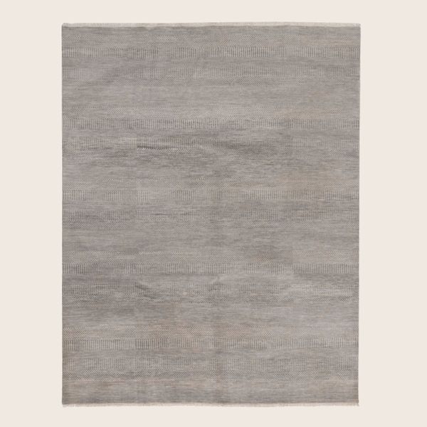 Grey Transitional Indo Savannah Wool Art Silk Blend Rug - 7'1 x 9'1