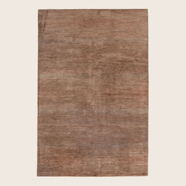 Brown Transitional Indo Savannah Wool Art Silk Blend Rug - 6'1" x 9'1"