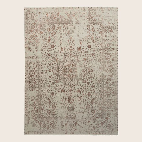 Beige Traditional Indo Ikat Wool Art Silk Blend Rug - 9'1" x 12'4"