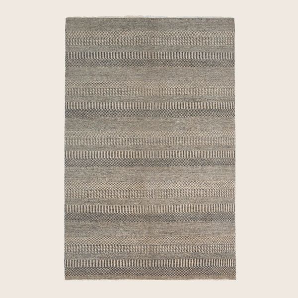 Grey Transitional Indo Savannah Wool Art Silk Blend Rug - 6' x 9'3"