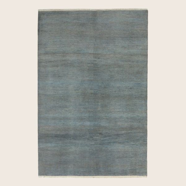 Blue Transitional Indo Savannah Wool Art Silk Blend Rug - 6'1" x 9'2"