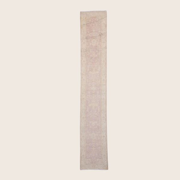 Lilac Cream Traditional Pak Silky Oushak Wool Rug - 2'6" x 15'3"