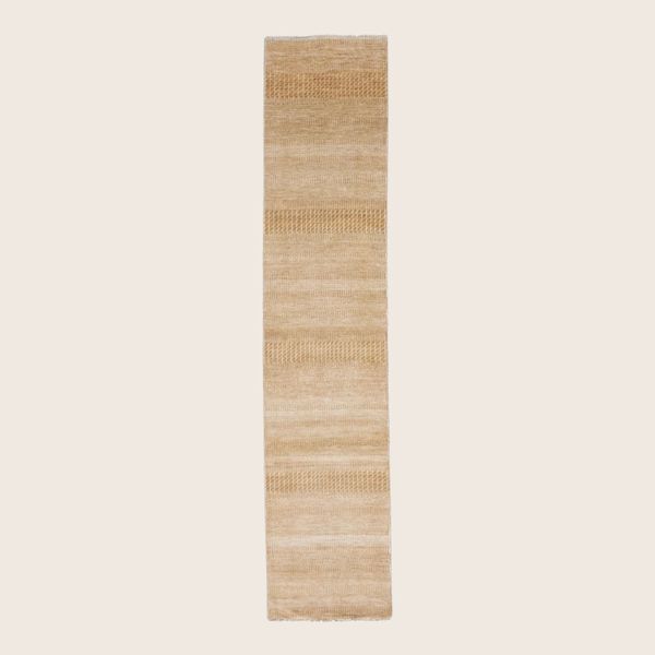 Beige Transitional Indo Savannah Wool Art Silk Blend Runner - 2'2" x 10'