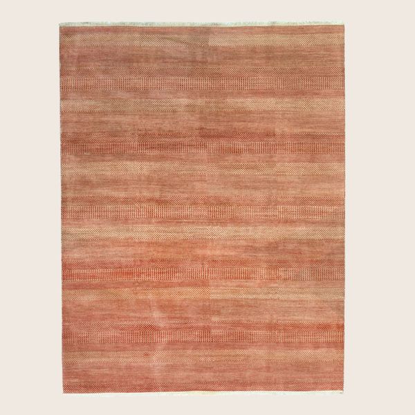 Rust Textured Indo Savannah Wool Art Silk Blend Rug - 8'2" x 10'3"