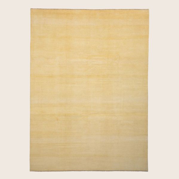 Yellow Textured Indo Savannah Wool Art Silk Blend Rug - 9'2" x 12'1"
