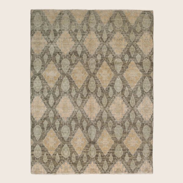 Natural Transitional Indo Ganga Wool Rug - 7'1 x 9'1