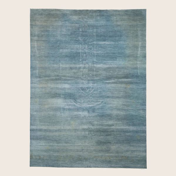 Denim Textured Indo Savannah Wool Art Silk Blend Rug - 10'1" x 14'2"