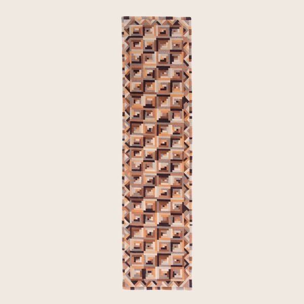 Brown Multi Transitional Indo Modern Wool Art Silk Blend Runner - 2'6" x 10'