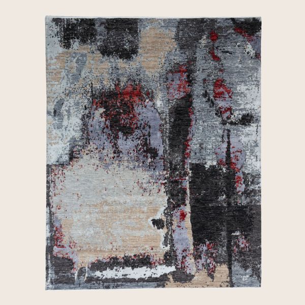 Grey Multi Contemporary Indo Ikat Wool Art Silk Blend Rug - 8'1" x 10'1"