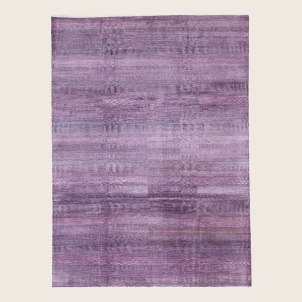 Purple Transitional Indo Savannah Wool Art Silk Blend Rug - 9' x 11'1