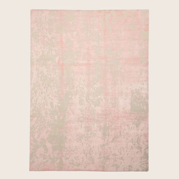 Pink Contemporary Indo Ikat Wool Art Silk Blend Rug - 8'1 x 12'3"