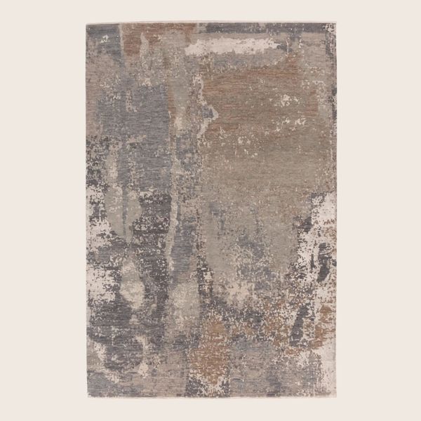 Natural Contemporary Indo Ikat Wool Art Silk Blend Rug - 6'1" x 9'1"