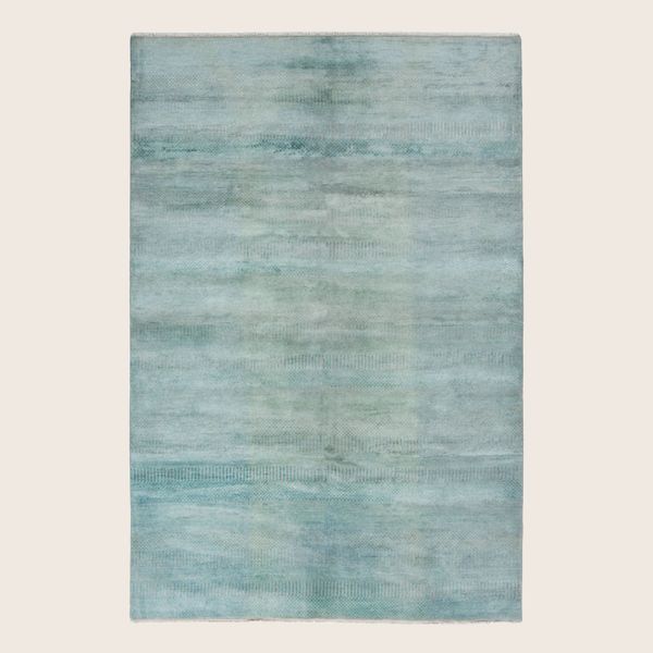 Blue Transitional Indo Savannah Wool Art Silk Blend Rug - 6'1" x 9'1"