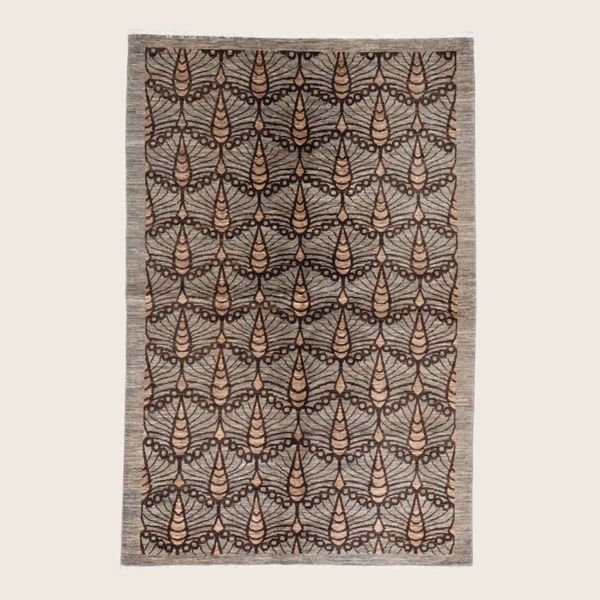 Brown Transitional Pak Natural Wool Rug - 5'3" x 7'9"