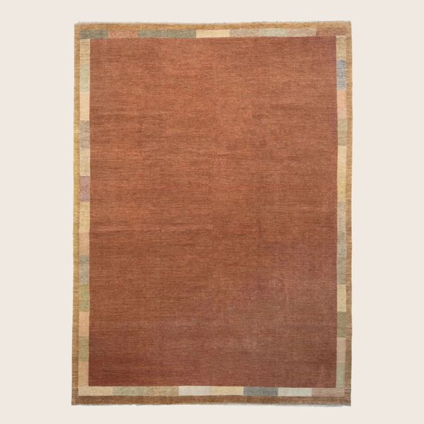 Rust Transitional Indo Savannah Wool Art Silk Blend Rug - 10'3" x 14'1"