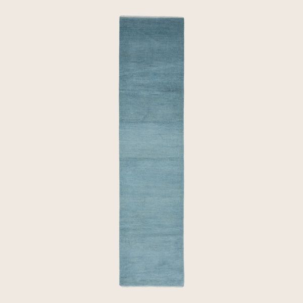 Blue Transitional Indo Savannah Wool Art Silk Blend Runner - 2'6" x 10'4"