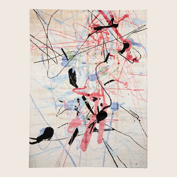 Multicolored Contemporary Indo Modern Wool Art Silk Blend Rug - 9'1" x 11'1