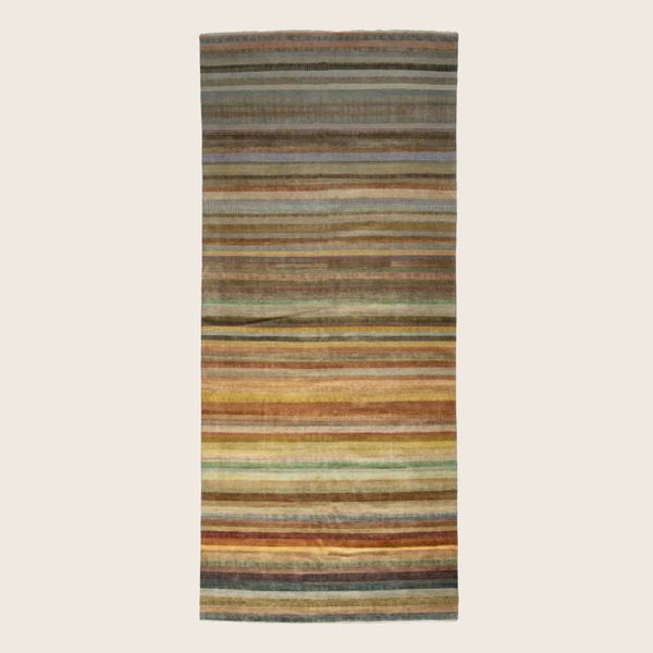Mulitcolored Transitional Indo Savannah Wool Art Silk Blend Rug - 10' x 23'
