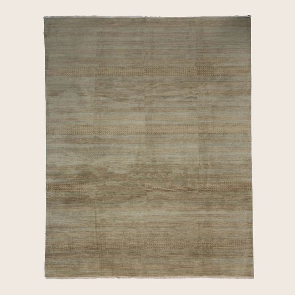 Brown Transitional Indo Savannah Wool Art Silk Blend Rug - 8' x 10'