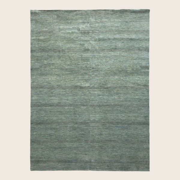 Green Transitional Indo Savannah Wool Art Silk Blend Rug - 10'3" x 13'1