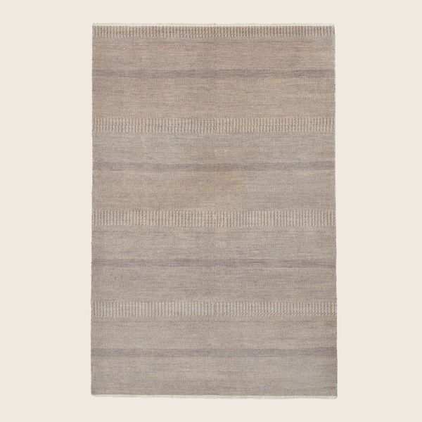 Lavender Transitional Indo Savannah Wool Art Silk Blend Rug - 6'2" x 9'1"