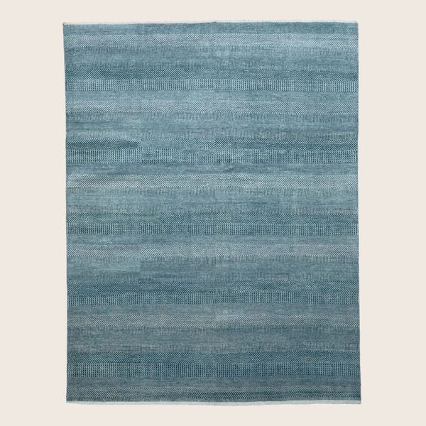 Blue Transitional Indo Savannah Wool Art Silk Blend Rug - 8' x 10'1"