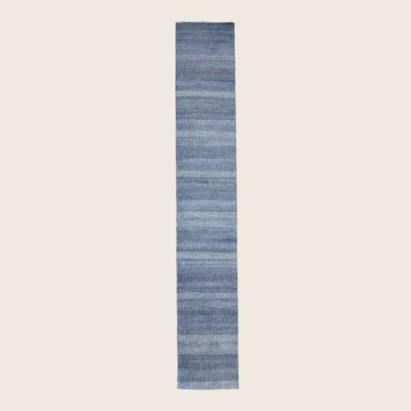Denim Transitional Indo Savannah Wool Art Silk Blend Runner - 2'8" x 16'4"