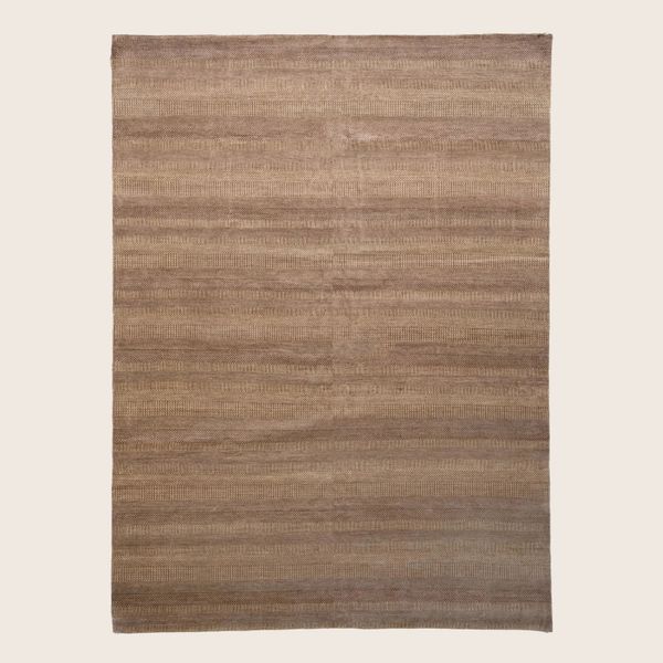 Brown Textured Indo Savannah Wool Art Silk Blend Rug - 10'1" x 13'1