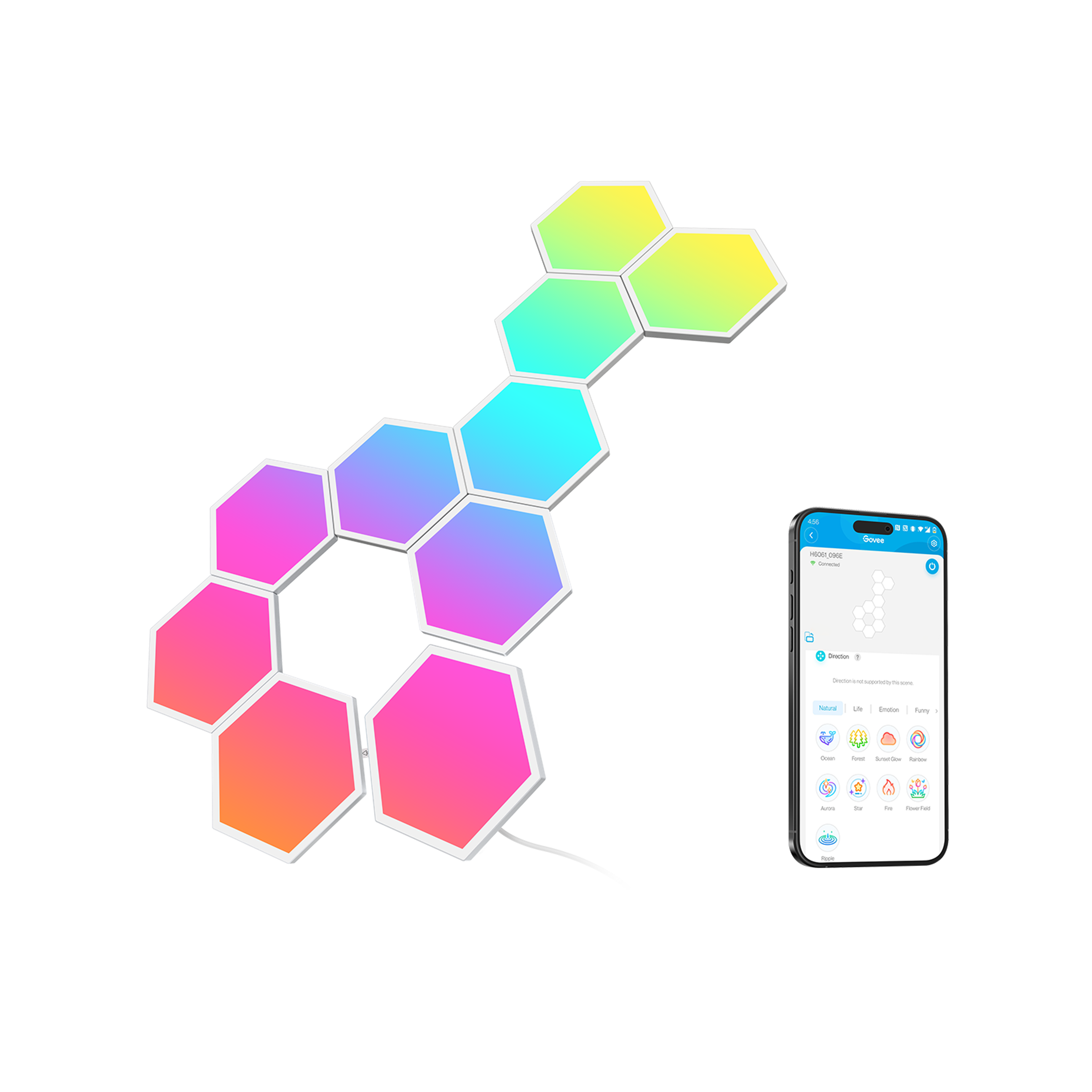 Govee Glide Hexa Light Panels - 10-Pack RGBIC Smart LED Wall Lights