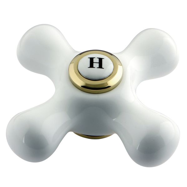 Kingston Aqua Vintage AECX2H Porcelain Cross Handle (Hot Side), Polished Brass