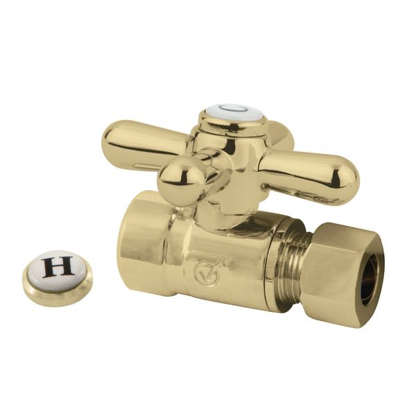 Kingston Heirloom CC43252X - Vintage 1/2-Inch Sweat x 3/8-Inch O.D. Comp Straight Shut-Off Valve, Polished Brass