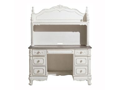 Cinderella Antique White Writing Desk with Hutch