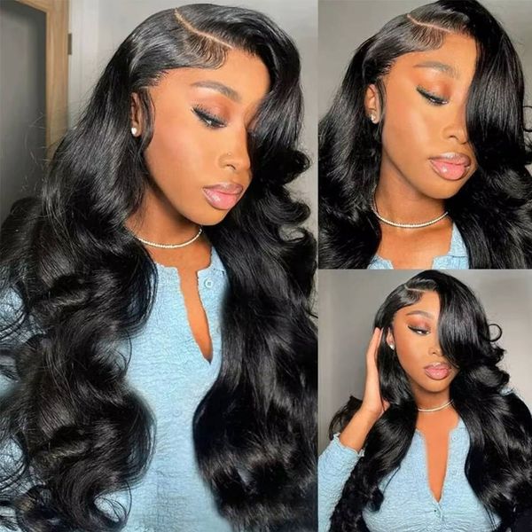 Body Wave Curtain Bangs Wigs 13x4 HD Lace Front Pre Plucked Natural Hairline Flash Sale