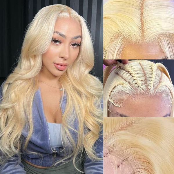613 Blonde Body Wave/Straight Pre Cut Transparent Lace 180% Density Human Hair Wigs With Air Cap Breathable Wig Flash Sale