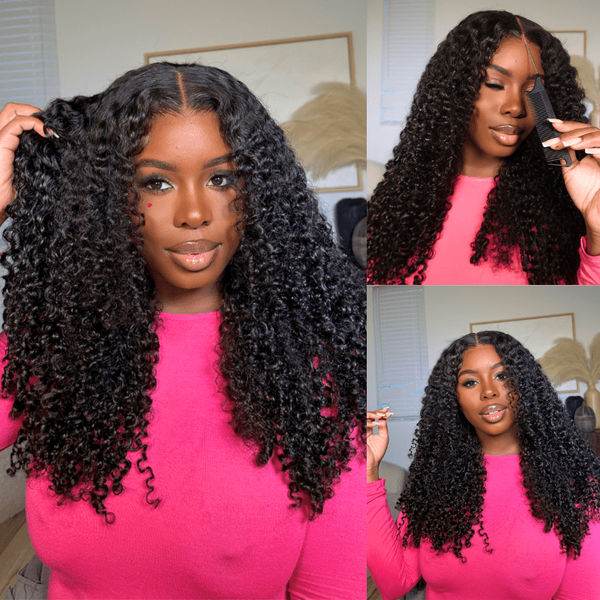 Glueless Wig Fluffy Kinky Curly 7x5 Pre Cut Lace Front Wigs Pre Plucked Natural Hairline 180% Density Flash Sale