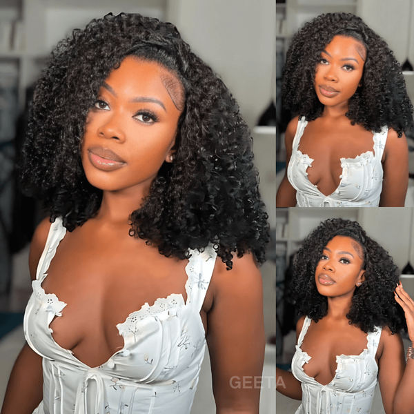 Kinky Curly Coily Half Wig Invisi Drawstring Glueless Flip Over Wig Brand Day Flash Sale