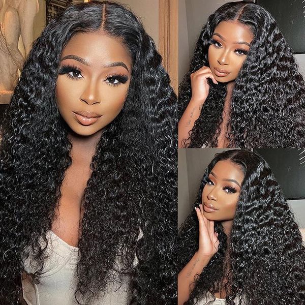 Deep Wave Pre Cut Transaparent Lace Human Hair Wigs With Breathable Cap Air Wig Flash Sale