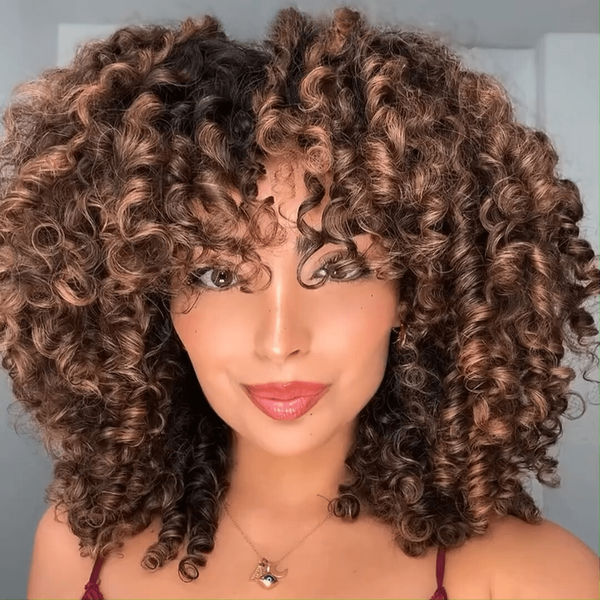 Highlight Fluffy Bouncy Curly Bob Wigs Short Curly 13x4 Lace Front Wig Gluleless Wig Pre Plucked 250% Density Flash Sale