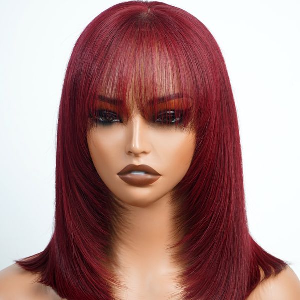 99J Straight Bob Wigs Human Hair With Bang 100% Human Hair Short Bob Wigs For Woman Flash Sale