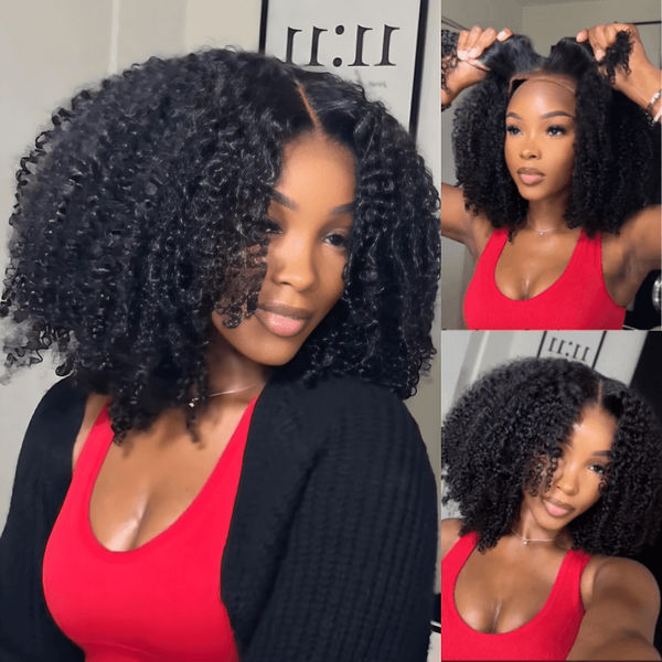 250% Density Kinky Curly 7x5 / 13x4 Lace Front Bob Wigs Glueless Human Hair Wig Brand Day Flash Sale