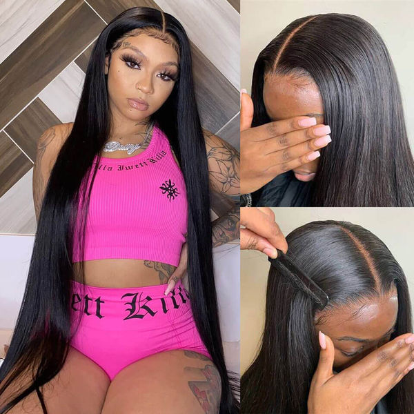 24 Hours Shipping Straight Hair Pre Cut 4x6 HD Lace Front Wig Pre Plucked Natural Hairline 100% Virgin Human Hair Wigs Flash Sale