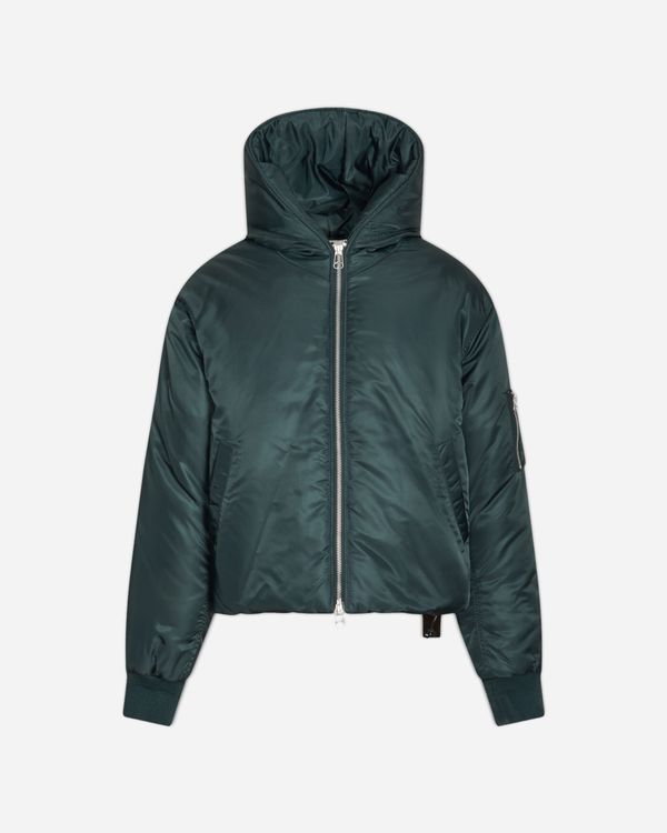 Men's Cropped Hood Bomber Jacket Dark Green